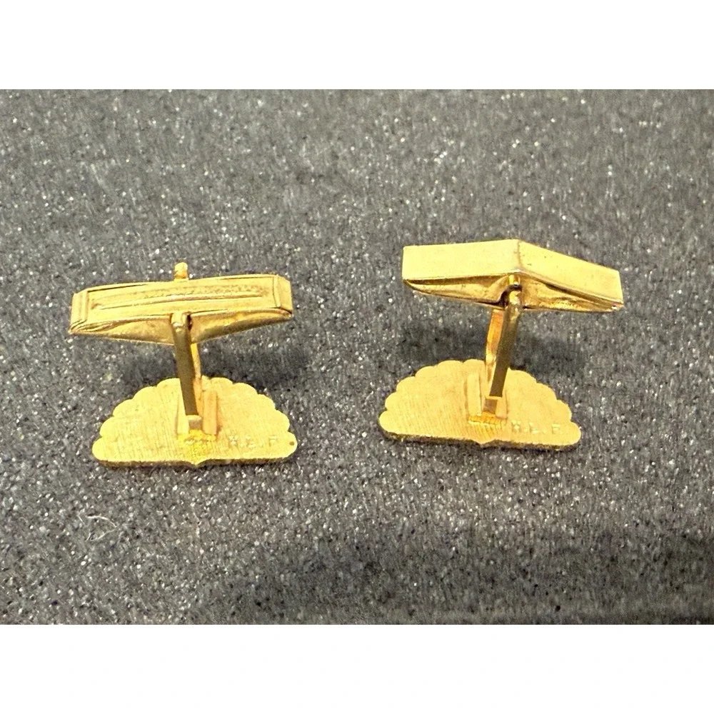 Vintage NBC Peacock Cufflinks Enamel H.L.P. Gold Tone TV Broadcast Collectible